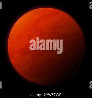 Realistic Red 3D Planet Mars on Black Background from Solar System Stock Vector