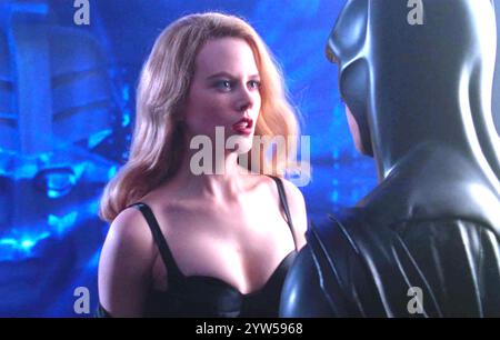 BATMAN FOREVER 1995 Warner Bros. film with Val Kilmer as Batman and Nicole Kidman as psychologist Dr. Chase Meridian Stock Photo