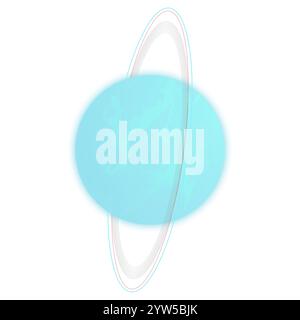 Planet Uranus on White Background with Rings Stock Vector