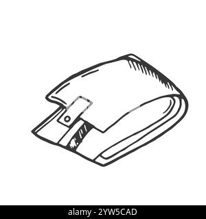 Money wallet doodle. Wallet dollar hand drawn sketch style icon. Profit, money safe doodle drawn concept. Stock Vector
