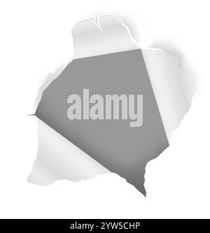 White sheet of paper featuring a large ripped hole, revealing a gray background and creating a striking frame with ample copy space for text or design Stock Vector