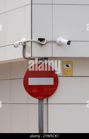 CCTV security camer on building. Stock Photo