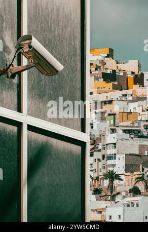 CCTV security camer on building. Stock Photo