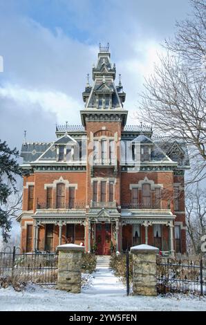 The Harvey Vaile Mansion is a Victorian home built in 1881 in Independence, Missouri.  Colonel Vaile designed it with the latest ammenities, like flus Stock Photo