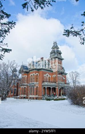 The Harvey Vaile Mansion is a Victorian home built in 1881 in Independence, Missouri.  Colonel Vaile designed it with the latest ammenities, like flus Stock Photo