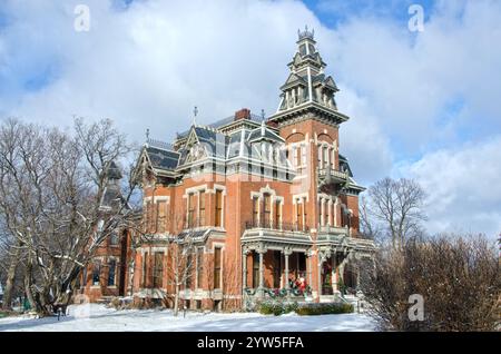 The Harvey Vaile Mansion is a Victorian home built in 1881 in Independence, Missouri.  Colonel Vaile designed it with the latest ammenities, like flus Stock Photo