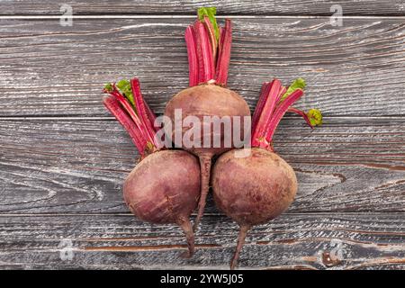 beets group on wood background top view Stock Photo