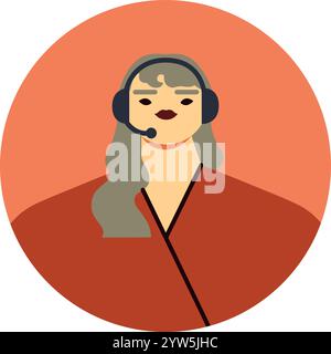 Friendly female call center agent providing exceptional support and answering customer inquiries while wearing a headset in a modern communication Stock Vector