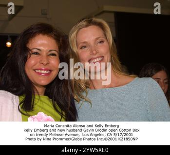 May 17, 2001 - Maria Conchita Alonso and Kelly Emberg.Kelly Emberg and new husband Gavin Brodin open Cotton Box.on trendy Melrose Avenue, Los Angeles, CA 5/17/2001 (Credit Image: © Nina Prommer/ZUMA Press Wire) EDITORIAL USAGE ONLY! Not for Commercial USAGE! Stock Photo