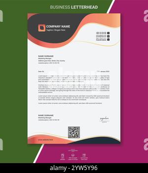 Modern corporate letterhead template bundle featuring minimal abstract designs clean layouts professional branding and print-ready business documents Stock Vector