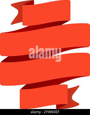 Four segments of a vibrant red ribbon are elegantly intertwined, creating a dynamic and celebratory visual, perfect for festive occasions and Stock Vector