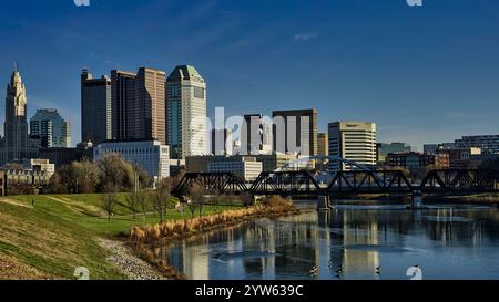 Downtown Columbus Ohio view from the west. USA 2024 Stock Photo