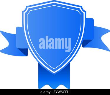 Featuring a blue shield adorned with a ribbon, symbolizing security, protection, and reliability while conveying a strong sense of trust and Stock Vector