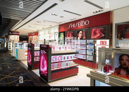 KUALA LUMPUR, MALAYSIA - NOVEMBER 22, 2023: goods on display in the duty-free area at KLIA. Duty-free is a retail section where goods are sold without Stock Photo