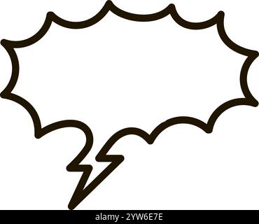 Jagged speech bubble with a lightning bolt tail adds a dynamic and energetic feel to communication, conveying excitement, urgency, or a powerful Stock Vector