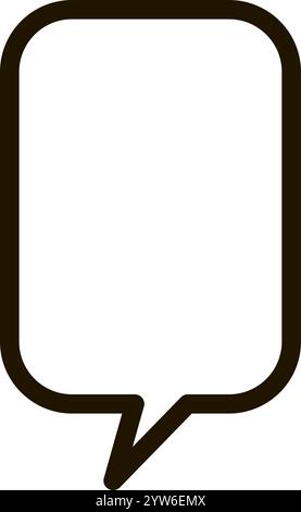 Simple black outline of a rounded rectangular speech bubble with a pointed tail extending downwards, offering a clean and modern design for Stock Vector