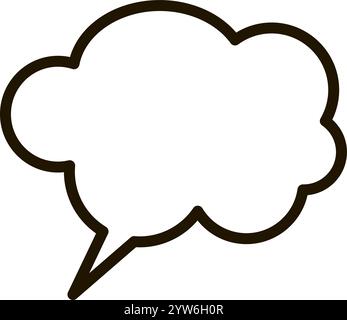 Simple line drawing of a blank thought bubble representing thinking, brainstorming, and expressing opinions, creating a space for dialogue and idea Stock Vector