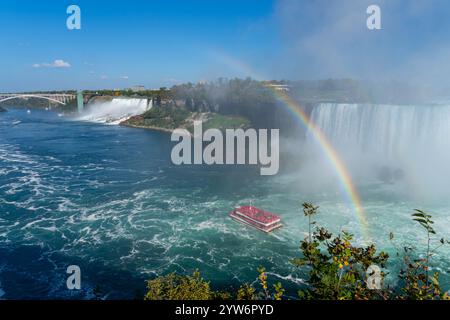 Tourists on the Niagara City Cruises at Niagara Falls, Ontario, Canada Stock Photo