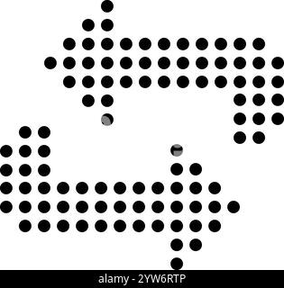 Two dotted arrows are pointing in opposite directions, forming a dynamic visual suggesting opposing forces, choices, or a sense of exchange Stock Vector