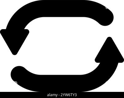 Two curved black arrows rotating in a circular motion, representing a continuous process and embodying the concept of a circular economy with endless Stock Vector