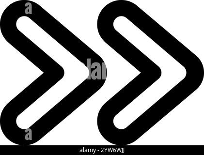 Two thick black arrows are pointing to the right, symbolizing forward movement, progress, and the concept of next or continue, ideal for user Stock Vector