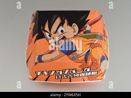 McDonald's chicken burger box with Dragon Ball character Stock Photo