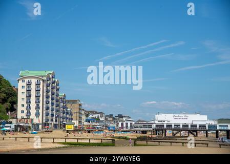 beachhuts at Sandown beach, Isle of Wight Stock Photo