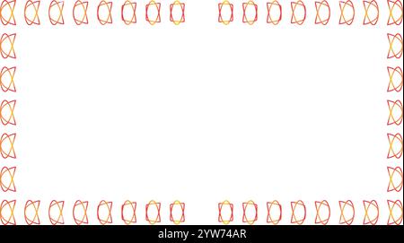 Abstract orange yellow frame with seamless outline object Stock Vector
