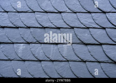 Close-Up of Overlapping Slate Roof Tiles Stock Photo