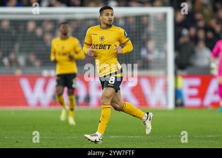 London, UK. 09th Dec, 2024. João Gomes of Wolverhampton Wanderers during the West Ham United FC v Wolverhampton Wanderers FC English Premier League match at the London Stadium, London, England, United Kingdom on 9 December 2024 Credit: Every Second Media/Alamy Live News Stock Photo