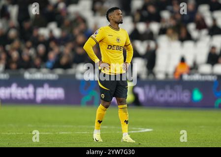 London, UK. 09th Dec, 2024. Nélson Semedo of Wolverhampton Wanderers during the West Ham United FC v Wolverhampton Wanderers FC English Premier League match at the London Stadium, London, England, United Kingdom on 9 December 2024 Credit: Every Second Media/Alamy Live News Stock Photo