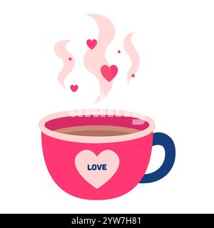 Cup of coffee. Valentines day. Vector illustration. Stock Vector