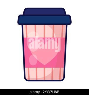 Glass of coffee. Valentines day. Vector illustration. Stock Vector