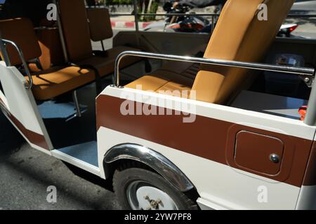 Bangkok, Thailand - November 26, 2024: close up shot of brand new luxury Tuk Tuk, a traditional local taxi in Bangkok, Thailand Stock Photo