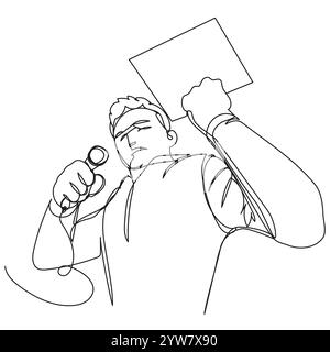 Continuous line speaker in vector format on white background.  Stock Vector