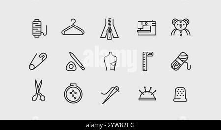 Sewing Icons Set Stock Vector