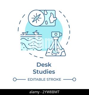 General and desk studies soft blue concept icon Stock Vector