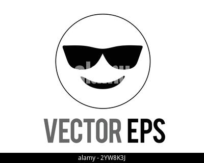 The isolated smiley face line icon with black sunglasses Stock Vector