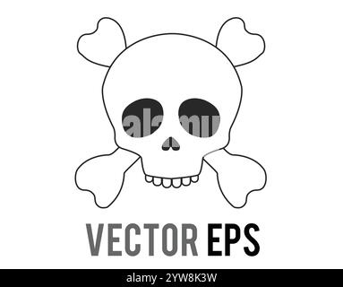 The isolated vector gradient whitish gray human skull with crossbones icon, Commonly expresses figurative death, dying from extreme laughter, frustrat Stock Vector