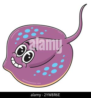 Cute Cartoon Stingray – Smiling Sea Creature Illustration Stock Vector