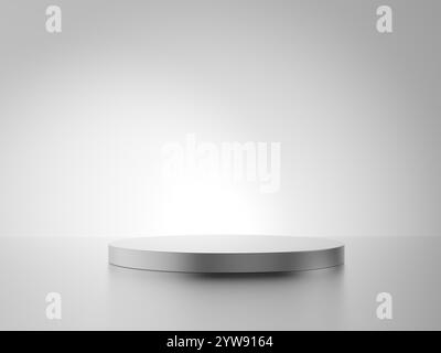 Metal podium isolated on gray background. Product display. 3d illustration. Stock Photo