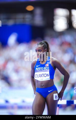 Grace Claxton participating in the 400 meters hurdles at the Paris 2024 Olympic Games. Stock Photo