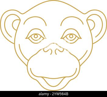 Monkey head linear portrait. Jungle animal icon Stock Vector Image ...
