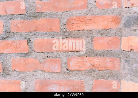 Red brick wall with a rustic and classic appearance, showcasing natural textures and traditional construction style Stock Photo