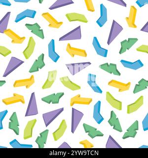 Seamless pattern with colorful isometric arrows. Vector illustration Stock Vector