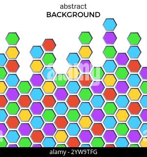 Abstract background with color hexagons elements.  Vector illustration. Stock Vector
