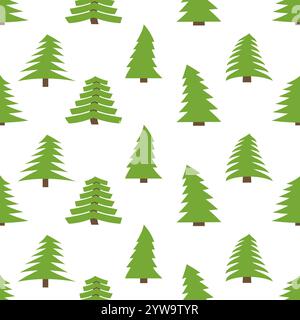 Seamless pattern with spruces on white background. Vector illustration Stock Vector