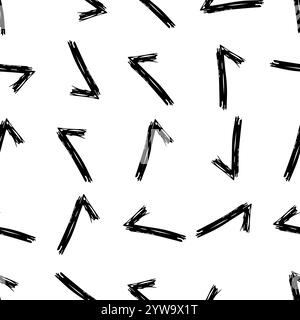 Seamless pattern with hand drawn check symbols. Black sketch check symbol on white background. Vector illustration Stock Vector