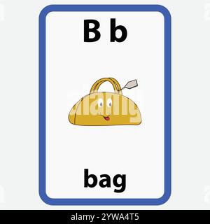 Alphabet flashcard for children with the letter b from bag Stock Vector