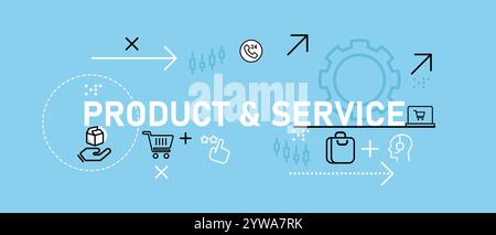 Product and service goods services by company sell to customer banner web header with icon flat Stock Vector